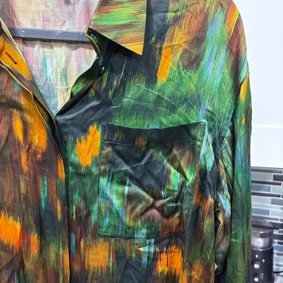 Lafayette 148 Tess Abstract long sleeve button down blouse - Picture 6 of 9